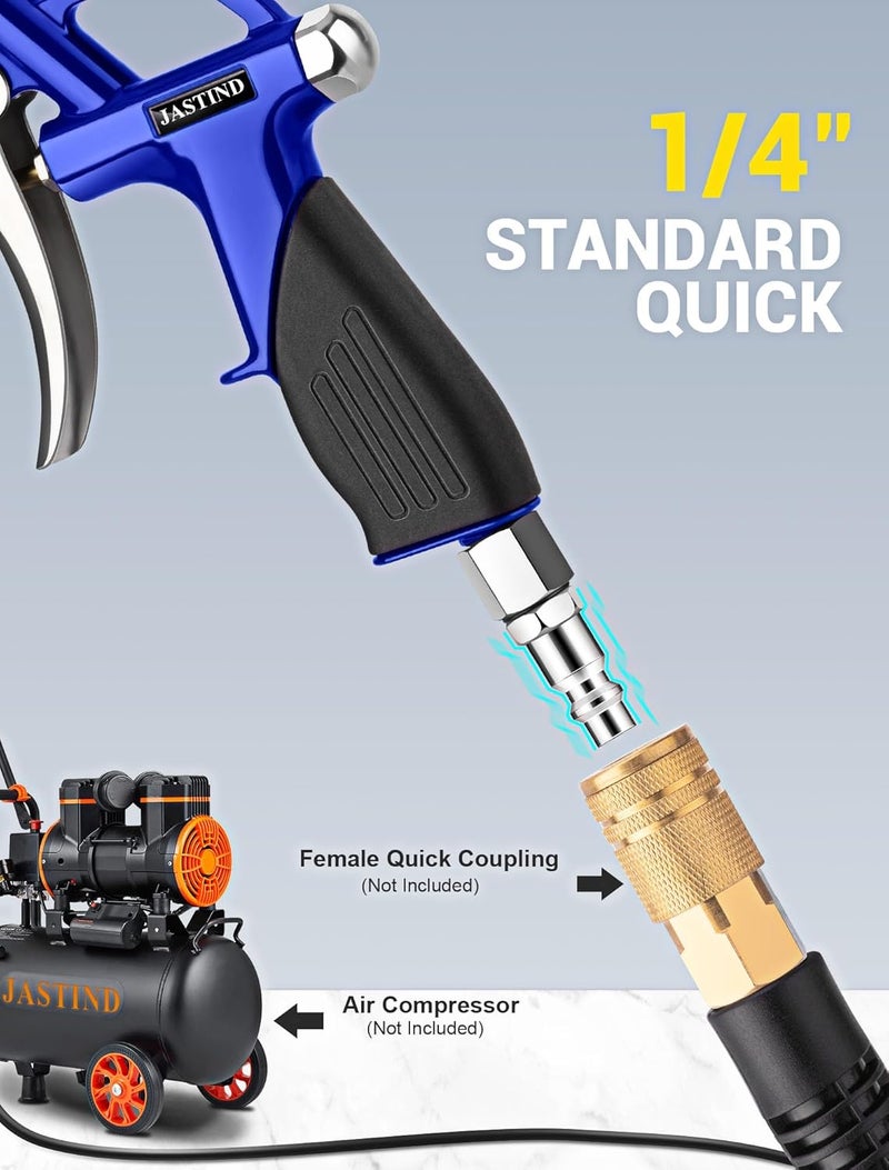 JASTIND Long Air Wand Blow Gun with 19-28 Inch Extension Nozzle, High Pressure Air Blower Gun with Rubber Grip & Quick Plug, Heavy Duty Industrial Air Blow Gun for Air Compressor Attachments - Image 5